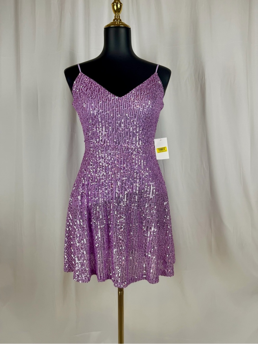 B Darlin Lavender Sequin A-Line Dress